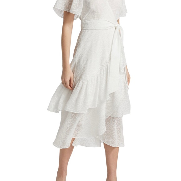 Tanya Taylor NWT Wrap White Bow Ruffle Dress - Picture 4 of 10